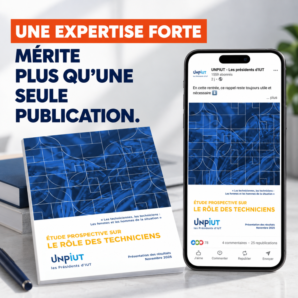 Étude prospective UNPIUT sur le rôle des techniciens valorisée en publication print et contenu LinkedIn par DifferenCie.